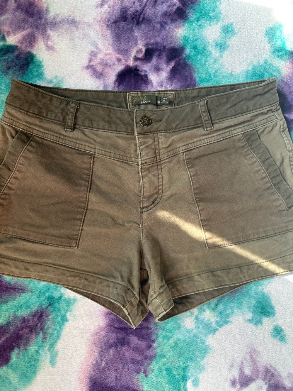Prana Women's Olive Utility Patch-Pocket Shorts